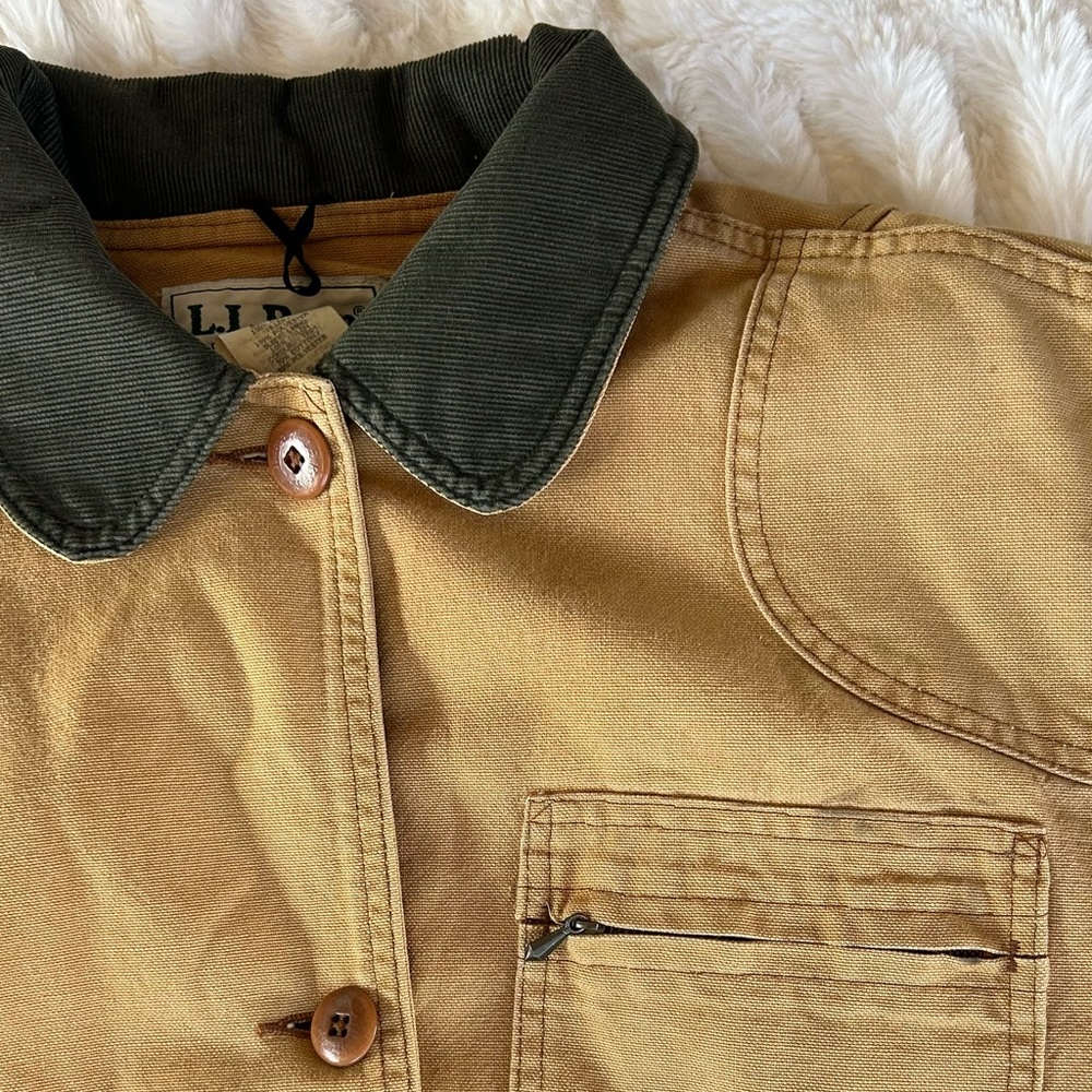 Made in USA LL Bean Vintage Chore Coat Barn Jacket Tan Womens M - Picture 6 of 14